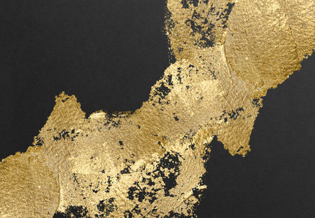 Luxury gold folding screen with black background texture and grunge artの写真素材