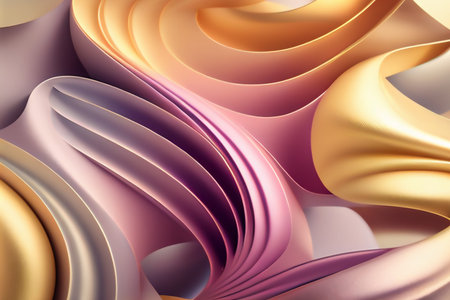 3d render, abstract background, pink and golden waves, computer generated images