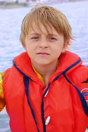 Boy with a safety jacket
