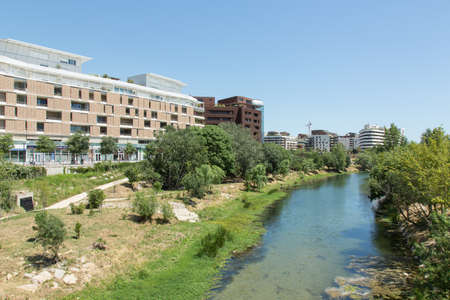 New district of the city of Montpellier with Lezの写真素材