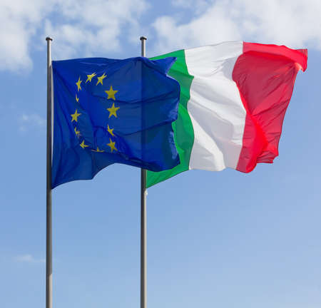 Italy and Europe Flagsの写真素材
