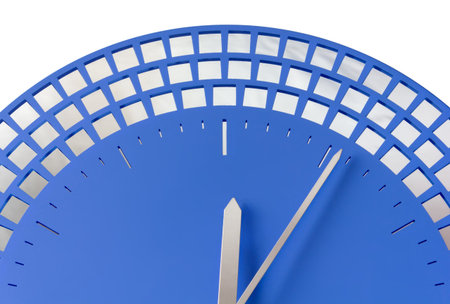 Close-up of a Modern Blue Wall Clock