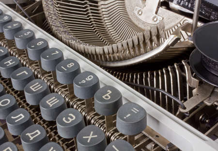 Close-up On Cyrillic Typewriterの写真素材