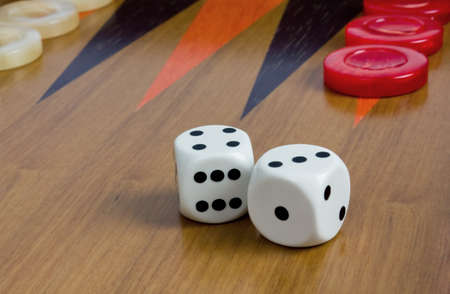 Dice On a Backgammon Boardの写真素材