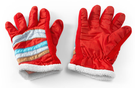 Pair of Padded Winter Red Gloves