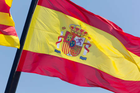 Waving Spanish Flagの写真素材