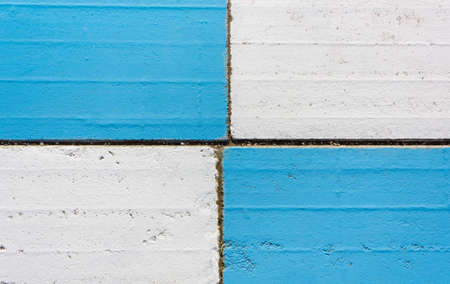 Closeup on White and Blue Outdoor Pavingの写真素材