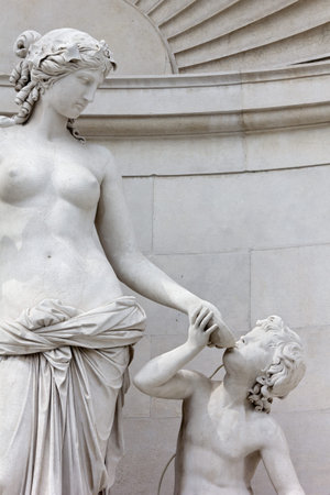 Close-up of the Statue of Tethys on the Facade of the Lloyd Palace in Trieste