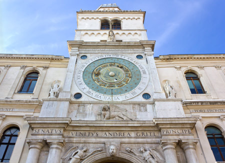 Clock tower in the Piazza dei Signori in Padua, Italyの写真素材