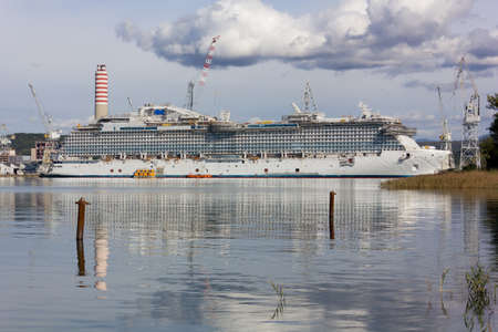 Cruise Ship in Monfalcone Shipyard, Italyの写真素材