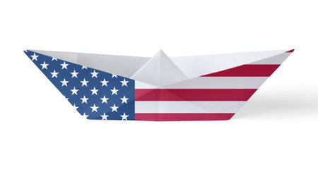Paper Boat with USA flagの写真素材