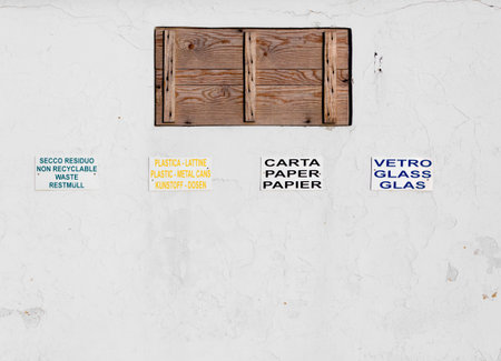 Space for separate bins for waste sorting on an exterior wall