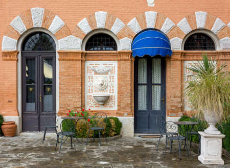 Red bricked facade of a historic buildingの写真素材