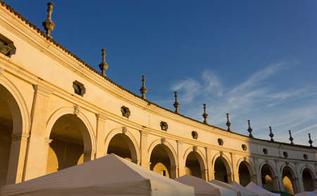 Sunset view of the colonnade of Villa Manin in Friuli, Italyのeditorial素材