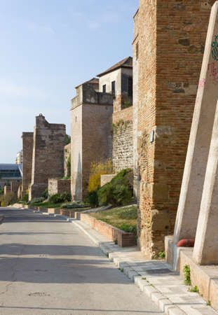 Towers of Medieval Muslim Alcazaba fortress in Malaga, Spainのeditorial素材