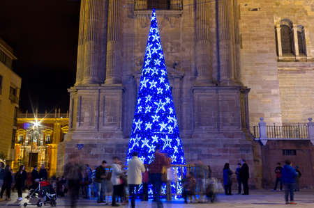 Christmas Tree beside the Cathedral of Malaga, Spainのeditorial素材