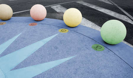 Sundial representing ptolemaic universe with Jupiter, Mars, the Sun and Venusの写真素材