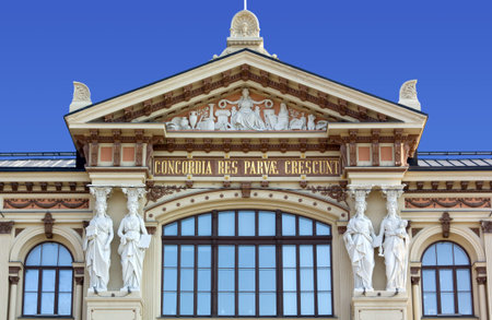 Close-Up on the facade of Ateneum Art Museum in Helsinki, Finlandのeditorial素材