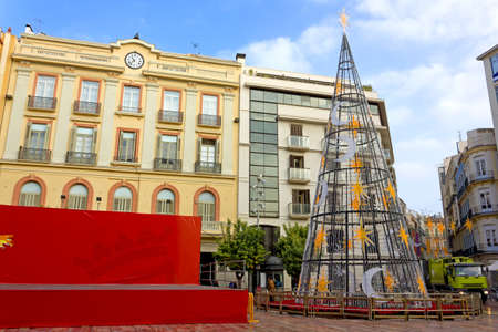 Plaza de la Constitucion in Malaga, Spain, at Christmasのeditorial素材