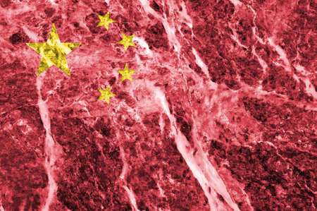 National flag of China on a marble textureの写真素材