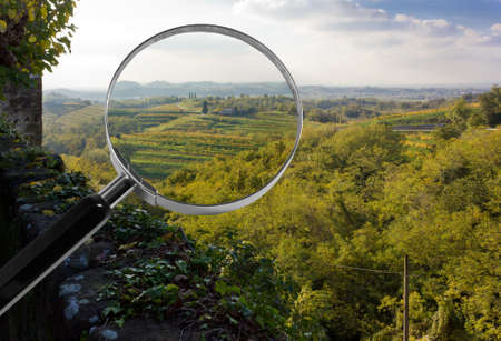 Typical Italian country landscape under the magnifying glassの写真素材