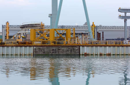 Detail of the structures and buildings of a shipyardの写真素材