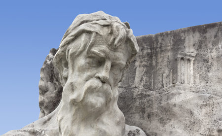 Close-up of a sculpture of a bearded man belonging to the Empress Elisabeth of Austria monument in...