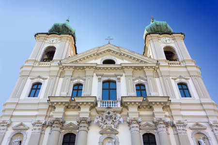 Facade of the baroque catholic church of Sant Ignazio in Gorizia, Italyの写真素材