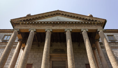 MIRA, Italy - June 24, 2013: Facade of the Villa Foscari La Malcontenta deisgned by Andrea Palladioのeditorial素材