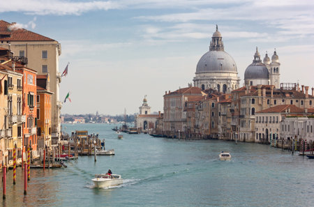 VENICE, Italy - January 12, 2019: Grand Canal seen from the Accademia bridge