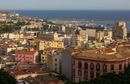 CAGLIARI, Italy - July 06, 2021: Panoramic view on the city of Cagliari, Italy, from the Castello districtのeditorial素材