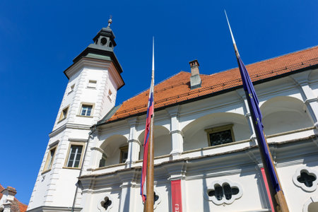 The peculiar architecture of Maribor castle, Slovenia, today containing a regional museum, in the...