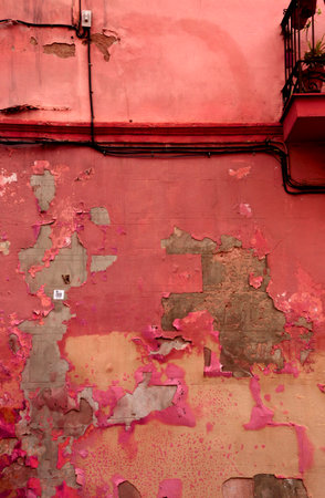 Shot in color detail on the facade of this historic building representing some character, animal or flower. Set at Eixample, Barcelona, Catalunya, Spain, Europeの写真素材