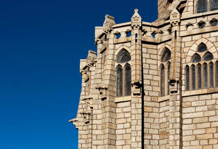 Shot in color detail on the facade of this historic building representing some character, animal or flower. Set at Astorga, LeÃ³n, Spain, Europeの写真素材