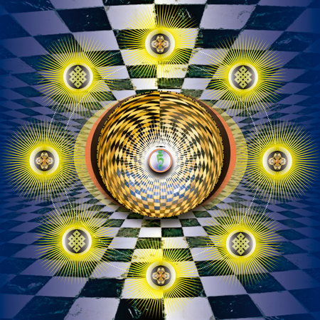 combination of real images with digital designs to build representative symbolic imagesの写真素材