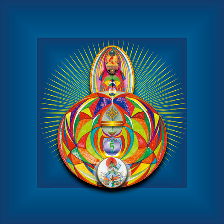 combination of real images with digital designs to build representative symbolic imagesの写真素材