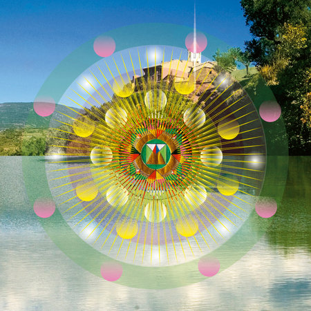 combination of real images with digital designs to build representative symbolic imagesの写真素材