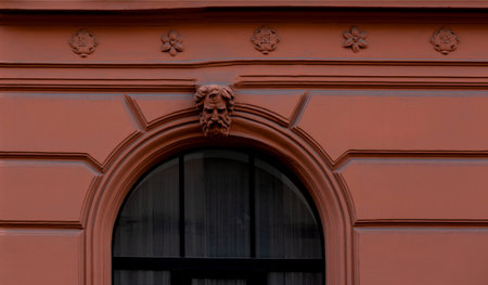 Architectural detail of the facade of a building in Lviv, Ukraine