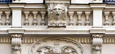 Fragment of the facade of a building in the style of Baroqueの写真素材