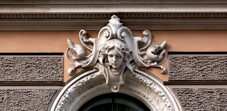 Detail of the facade of a building in Lviv, Ukraineの写真素材