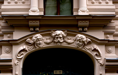 Architectural detail of the facade of a building in St. Petersburgの写真素材