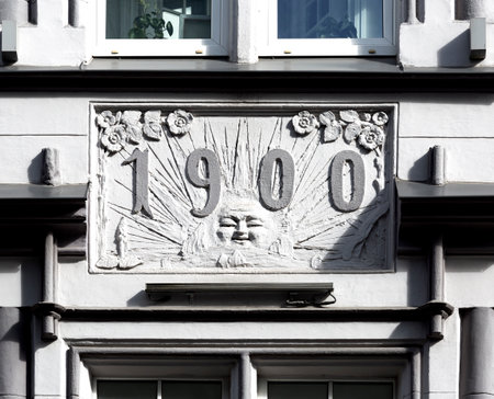 Detail of the facade of an old buildingの写真素材