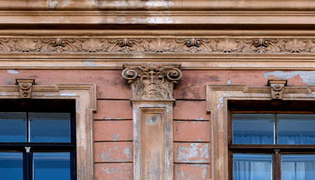 Architectural detail of an old building in St. Petersburg, Russia.