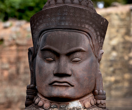 Sculpture of a buddha in Bagan, Myanmarの写真素材