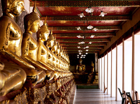 Buddha statues in Wat Pho, Bangkok, Thailand.の写真素材