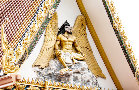Giant statue in Wat Phra Kaew, Bangkok, Thailandの写真素材