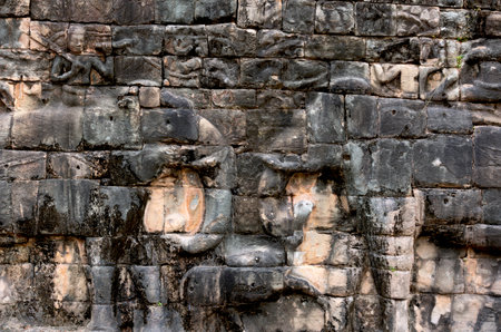 Ancient Bayon Temple in Angkor Thom, Siem Reap, Cambodiaの写真素材