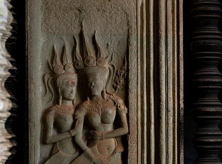 Carvings on the wall of Angkor Wat, Cambodia