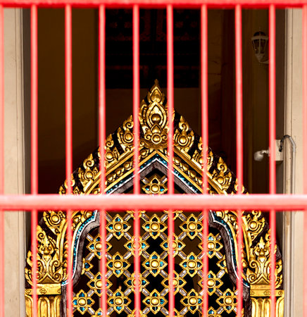 Thai style window in the temple, Thailand, Asia.の写真素材