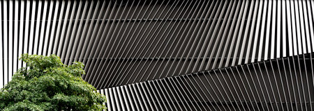 Abstract black and white background of modern architecture. Modern office building.の写真素材